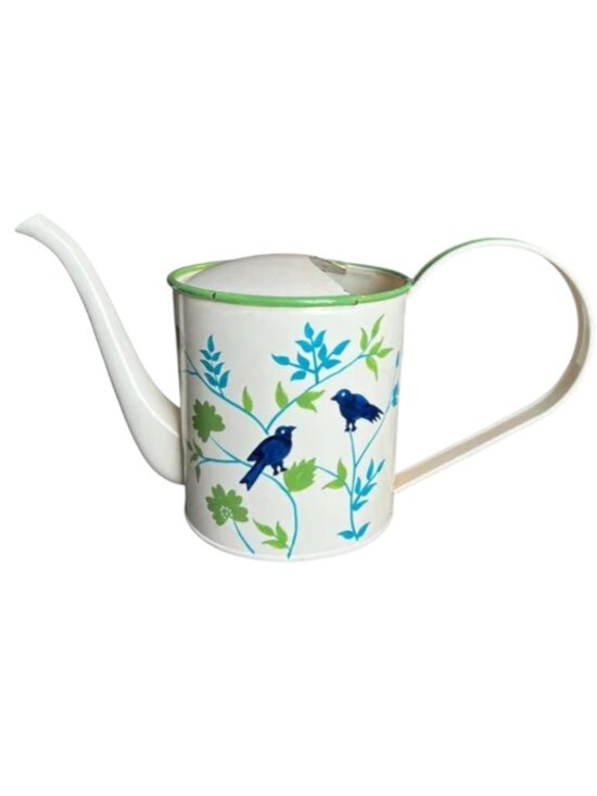 Vintage Other - Vtg Enameled Steel Watering Can Bluebird Garden Handpainted Double-Sided India